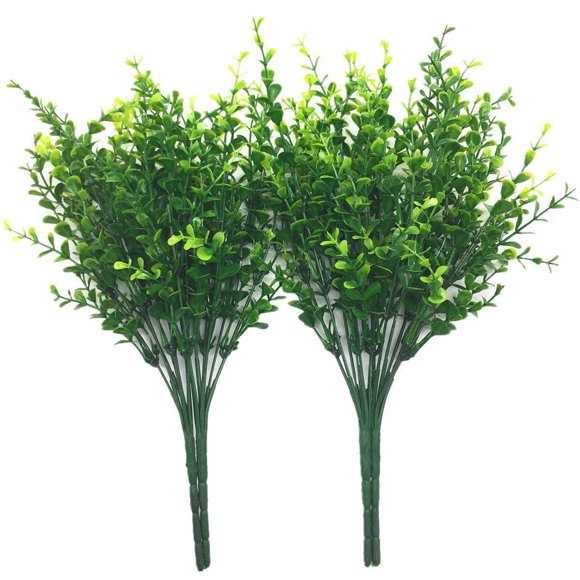 Artificial Eucalyptus Leaves, CATTREE Plastic Fake Shrubs Bushes Green Plants Wedding Indoor Outdoor Home Garden Verandah Kitchen Office Table Centerpieces Arrangements Christmas Decoration 4 pcs