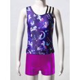 thumbnail image 5 of CHICTRY Kids Girls 2Pcs Gym Sports Yoga Suit Colorful Prints Sleeveless Leotard with Shorts Dance Outfit Fairy Navy 14, 5 of 7