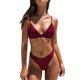 thumbnail image 1 of Conjuntos de bikini Prolriy para mujer, traje de baño de dos piezas, bikini liso, conjunto de bikini push up, traje de baño acolchado, conjunto de tankinis, trajes de baño para mujer, color vino, 1 of 3