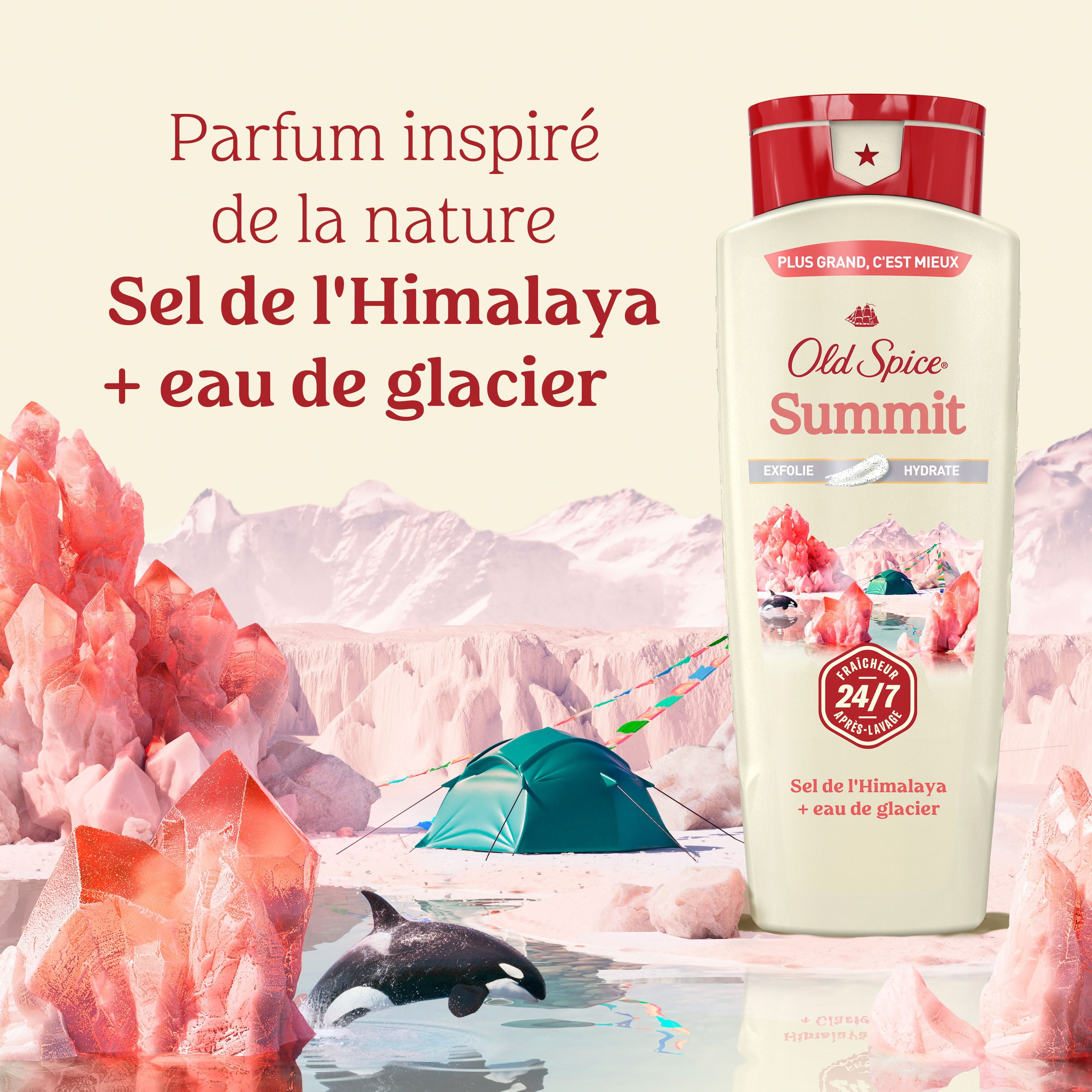 Nettoyant pour le corps pour hommes Old Spice, parfum Summit, fraîcheur après-lavage 24 heures sur 24, 7 jours sur 7, exfoliation + hydratation 532ML