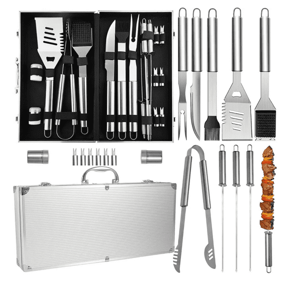 Kit Accesorios Y Utensilios Para Bbq Carne Asada 18 Piezas Xtellar plateado
