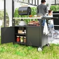 thumbnail image 2 of Outsunny Chariot de Gril Extérieur, Table de Préparation avec Table d'Appoint, Dessus en Acier Inoxydable, 2 of 10