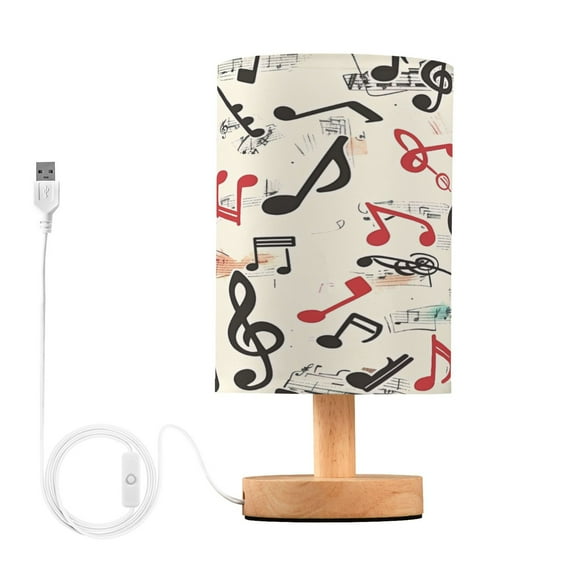 Musical Note Bedside Table Lamp Desk Warm Lights with USB Charging Port Cylinder LED Lamps for Bedroom Living Room Office