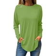 thumbnail image 2 of kytmyeq Tee Shirts For Women Fall Casual Long Sleeve Shirts Sweatshirt Solid Color Top Pullover, 2 of 5