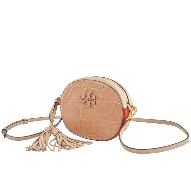 Tory Burch Mcgraw Small Croc-embossed Leather Round Crossbody 
