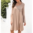 thumbnail image 1 of Vestido de manga acampanada, vestido de manga acampanada, vestido de cuello en V, vestido casual de cuello en V para mujer, calidad en la que puede confiar, 1 of 7