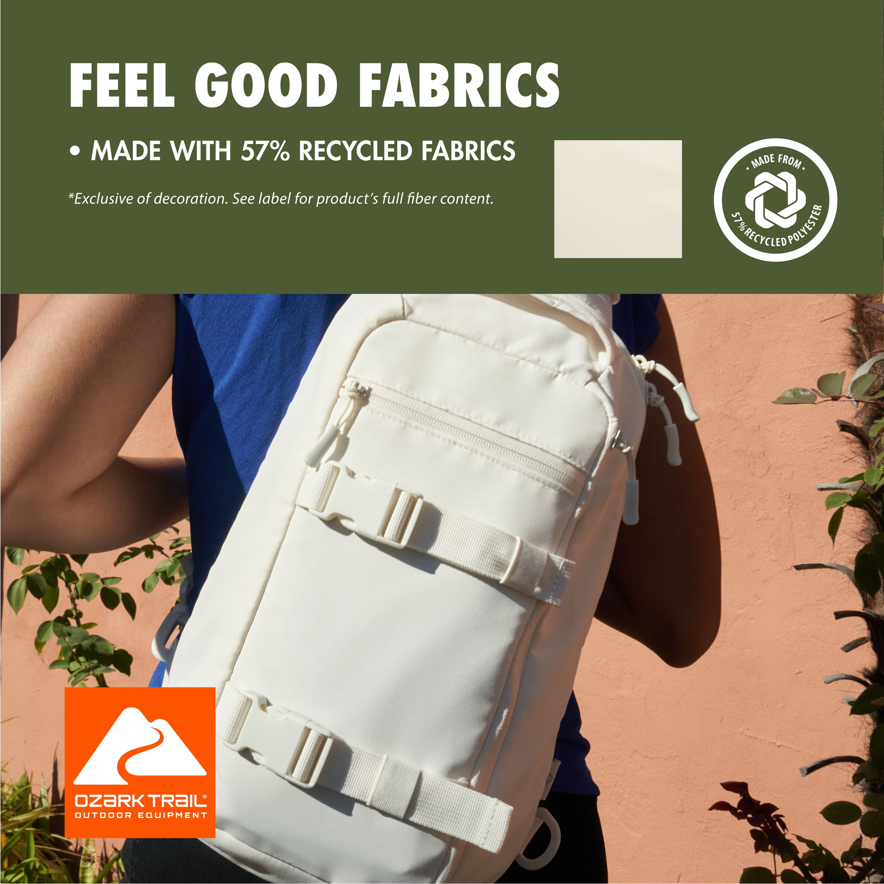 Ozark Trail 9 L Sling pack, Cream, Polyester Messenger Bag, Adult, Teen, Unisex