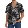 thumbnail image 3 of Xecao offers the Rose Flowers for Men's Casual Short-sleeved Shirt, a button-up collared shirt with a pocket, perfect for beach vacations and yacht travel in the XX-Large size., 3 of 7
