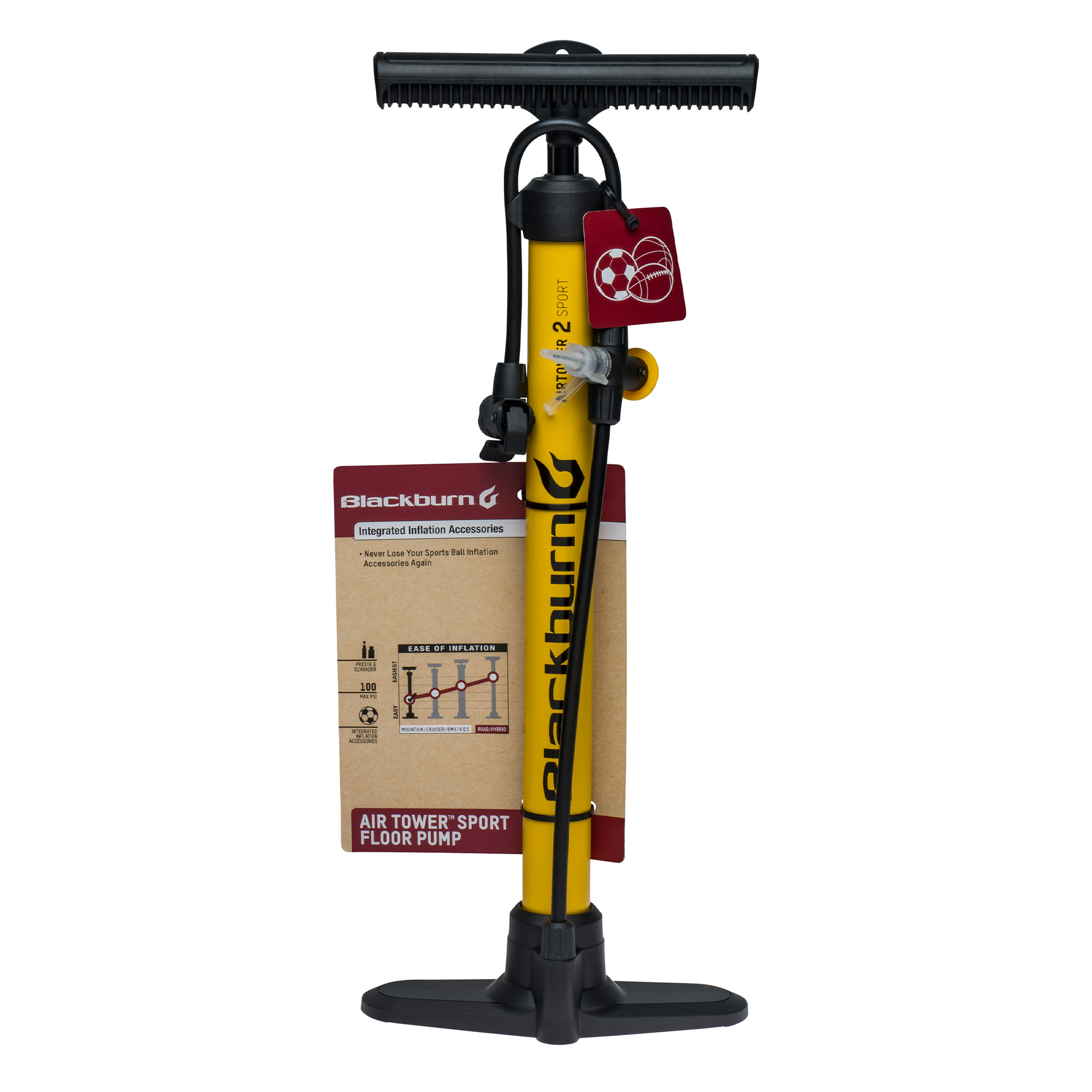 Blackburn Air Tower 2 Sport Floor Pump, 100 PSI, Yellow photo 8