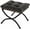 Smoky Grey, variant on 15"(H) Folding Footrest Stool, Upholstered Small Foldable Ottoman, Accent Padded Sofa Foot Stool for Lazy Chair, Metal Frame Portable Foot Rest Ottoman for Living Room, Bedroom, Beige Stripe