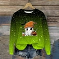 thumbnail image 2 of Sriper Women's Halloween Shiny Printed Sweatshirt, Round-Neck Sporty Fleece Top, Personalized Gift, Fall Work Clothes, Comfy & Seasonal Wear Cute Sudaderas Para Mujer Army Green M, 2 of 8