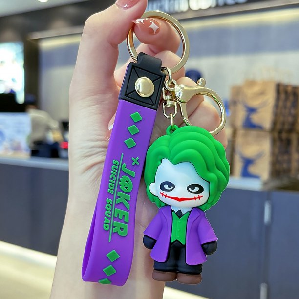 LLavero de goma suave de PVC para niños, llavero de bolsa, accesorios de adorno, juguetes para niños, figura de Anime DC, Joker, Harley Quinn, lindo regalo de cumpleaños Fivean unisex