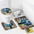 thumbnail image 3 of Cute Cat Shower Curtain Set, 4-Piece Bathroom Decor Set with 72" x 72" Shower Curtain, Toilet Cover Mat, U-Shaped Mat, Non-Slip Floor Mat, 3 of 7