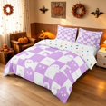 thumbnail image 2 of Homewish Halloween Ghost Bedding, Spooky Animal Checkered Duvet Cover Full, Lavender White, Polka Dots Reversible 3-Piece, 1 Duvet Cover and 2 Pillowcases, 2 of 6