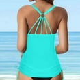 thumbnail image 3 of UTSJKR 2 Piece Bikini Sets Tank Tops with Shorts for Women Flowy Bathing Suit Top Modest Swim Tank Top Beach Swimwear with Bottom Light Blue L, 3 of 7