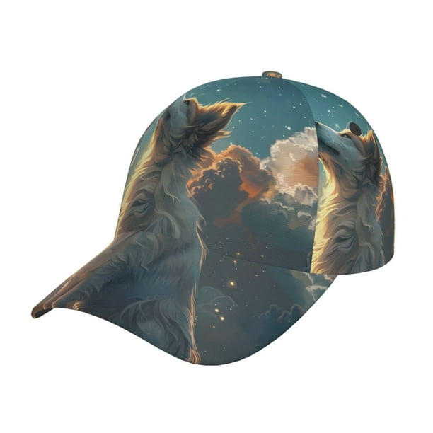 Fotbe Starry Sky Cloud Wolf Gorro Clásico de Béisbol, Gorra Ajustable con Broche Snapback, Gorro de Exterior de Algodón Suave