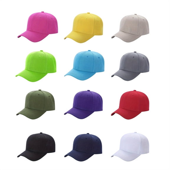 12Pcs Bulk Baseball Caps Adjustable Unisex Hats,Plain Adjustable Hats for Men and Women, Solid Color Hats for Outdoor Sports Casual