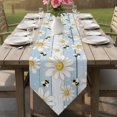 thumbnail image 6 of White Daisy Farmhouse Table Runner Linen Burlap Table Runner 36 Inches Small Garden Floral Bees Blue Wooden Dresser Scarves for Kitchen Island Coffee Dining Room Party Wedding Holiday Decor 13"x36", 6 of 8
