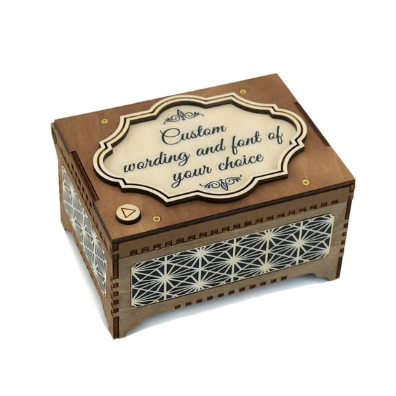 Custom Text Music Box With Printed Image, Plays Custom Song