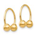 thumbnail image 2 of 14k Yellow Gold Hoop Beaded Earrings Drop Dangle, 2 of 7