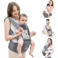 thumbnail image 1 of Portabebés con asiento de cadera, portabebés 6 en 1 para recién nacidos a niños, portabebés ajustable con capucha, para todas las estaciones y todas las posiciones para 0-36 meses, 1 of 5