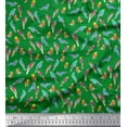 thumbnail image 1 of Soimoi Green Cotton Jersey Fabric Parrots Watercolor Print Fabric by the Yard 64 Inch Wide, 1 of 3