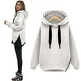 thumbnail image 2 of Oversized Hoodies for Women 2025 Fall Winter Long Sleeve Zipper Side Slit Plain Hooded Sweatshirt Pullover Tops, 2 of 6