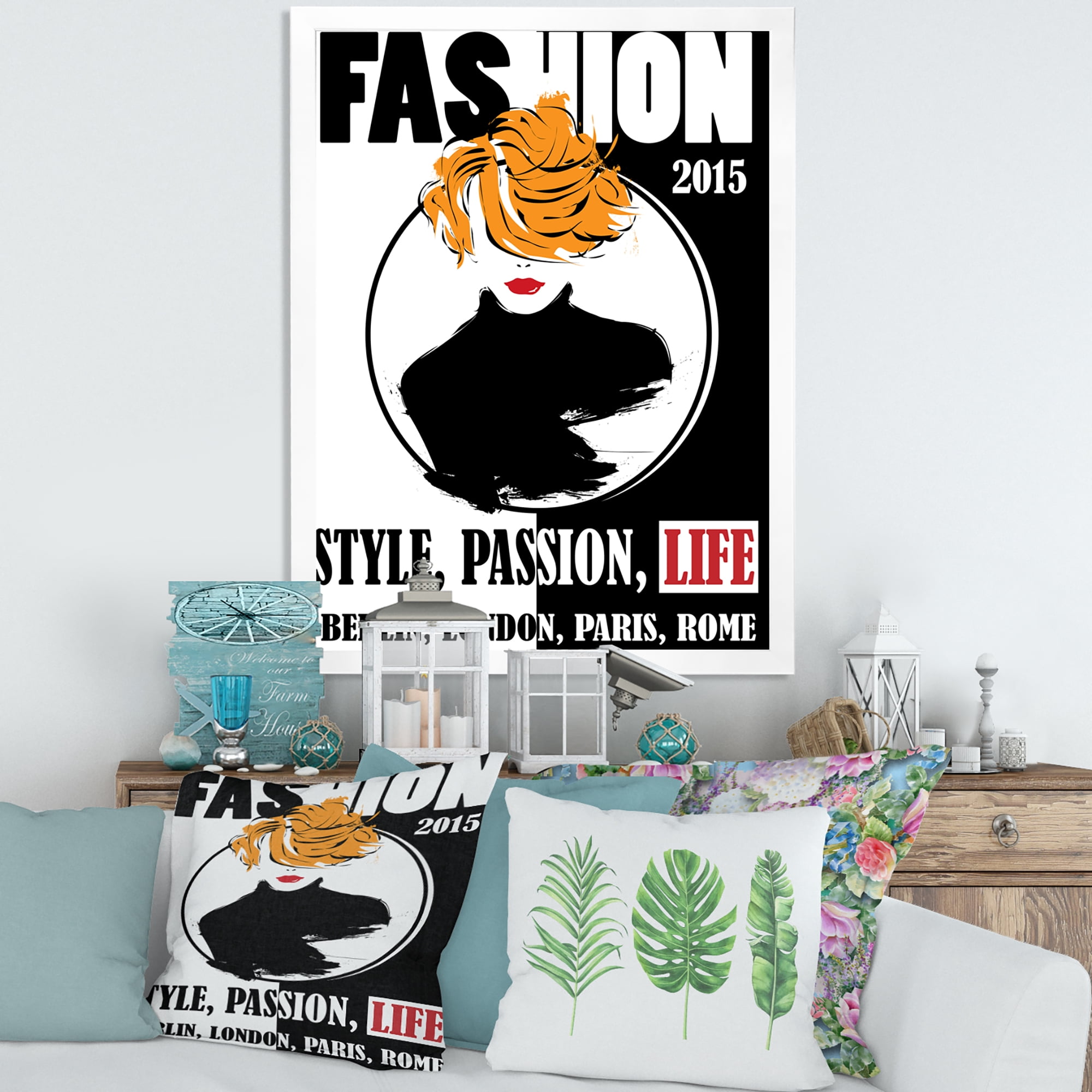 Designart 'Style Passion Life Fashion Woman V' Modern Framed Art Print