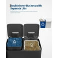 thumbnail image 2 of Goldensoil 2 x 10.6 Gallon Stainless Steel Trash Cans with Lids, Dual Compartment Step-on Bins,Black, 2 of 6