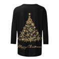 thumbnail image 3 of Helii Womens Christmas 3/4 Sleeve Shirts Cute Printed Round Neck Tops Loose Fit Pullover Blouses Matching Family Xmas Party Outfits Trendy Soft Tee Clothing with Multi Prints for Women, 3 of 4
