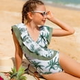 thumbnail image 3 of GYRATEDREAM Girls One Piece Swimsuits Ruffle Bathing Suit Kids Beach Swimwear UPF 50+ for 9-10Y, 3 of 8