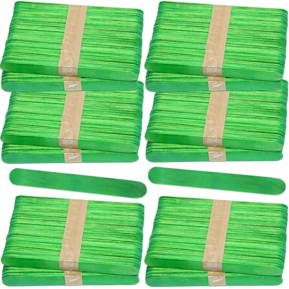 CraftySticks- 600 Pack, 6 Inch Green Color, Jumbo Wood Popsicle Sticks for Crafts, Home, School Art, Building, Learning, Wood Tongue Depressor Size
