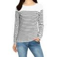 thumbnail image 4 of INSPIRE CHIC Women's Blouse Striped Color Block Long Sleeve Causal T-Shirt XS Dark Blue, 4 of 7