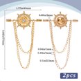thumbnail image 2 of 2Pcs Helm Zinc Alloy Hanging Chain Brooches with Crystal Rhinestone Golden 77x45x2mm, 2 of 6