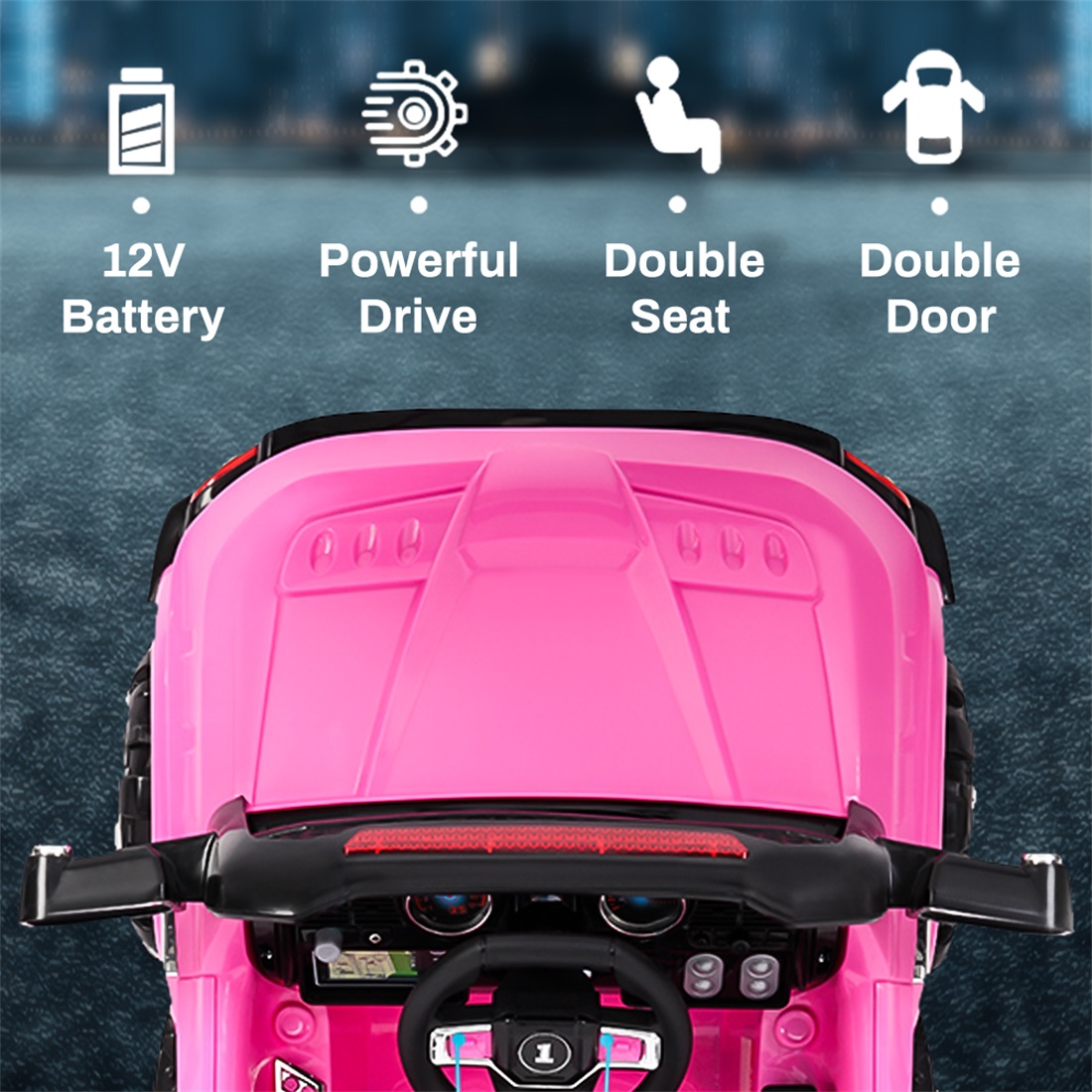 Private Jungle Kids Ride On Truck Car, Toddler Electric Vehicles Toys with Remote Control, MP3/Bluetooth, LED Light, Pink, Girl