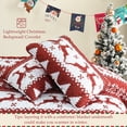 thumbnail image 2 of Exclusivo Mezcla Christmas Quilt Twin Size, White and Rust Red Striped Bedspreads Reversible Coverlets Bedding Set with Printed Reindeer Snowflakes Pattern (1 Quilt, 1 Pillow Sham), 2 of 6