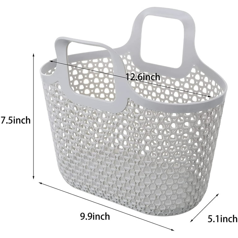 Brookstone BKH1634, Large Portable Shower Caddy with Soft Silicone Carrying  Handle, Bathroom Organizer Basket, Plastic Bath Tote, Dries Quickly with