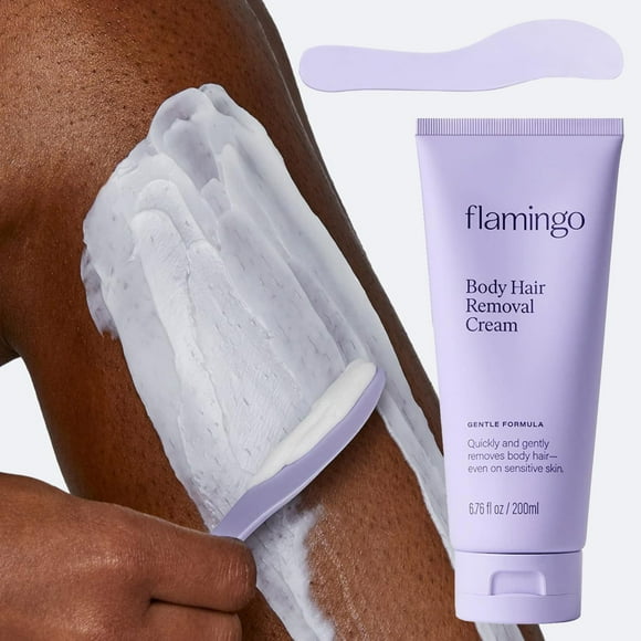 Flamingo Body Hair Removal Cream with Spatula Applicator, Gentle & Effective Depilatory Cream, Safe for Sensitive Skin