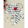 thumbnail image 3 of Elippeo Toddler Boys Girls Christmas Outfits 3M 6M 12M 18M 24M 3Y Truck Christmas Tree Print Long Sleeve Sweatshirts and Long Pants 2Pcs Fall Clothes Set, 3 of 10