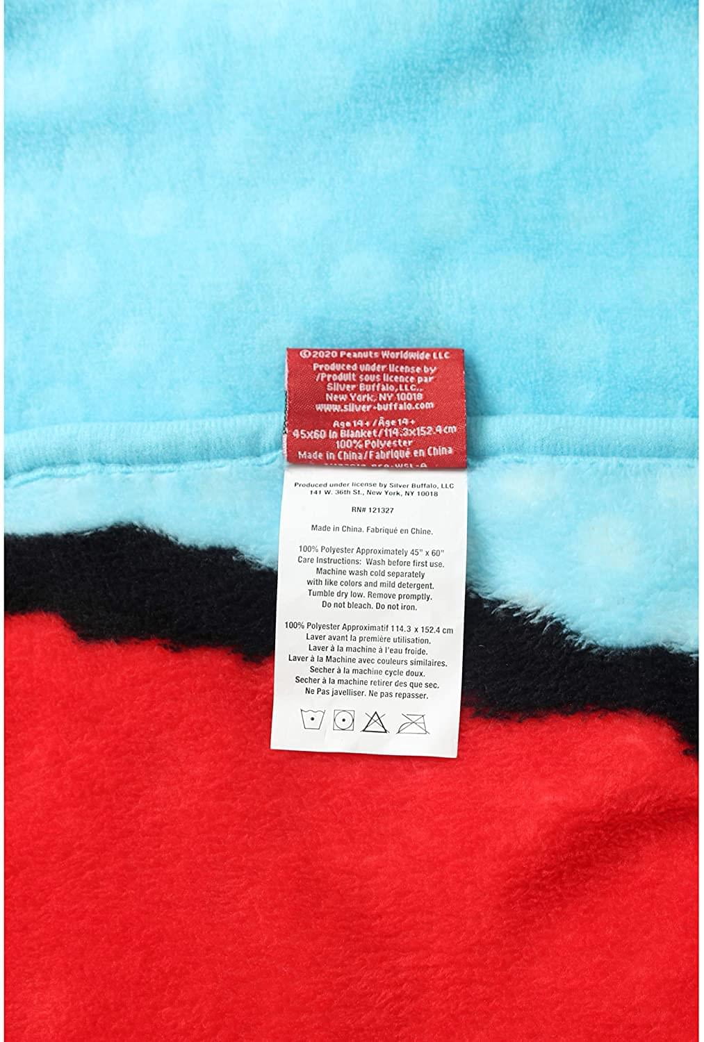 Silver Buffalo Peanuts Snoopy & Woodstock 45 x 60 Inch Fleece Throw Blanket