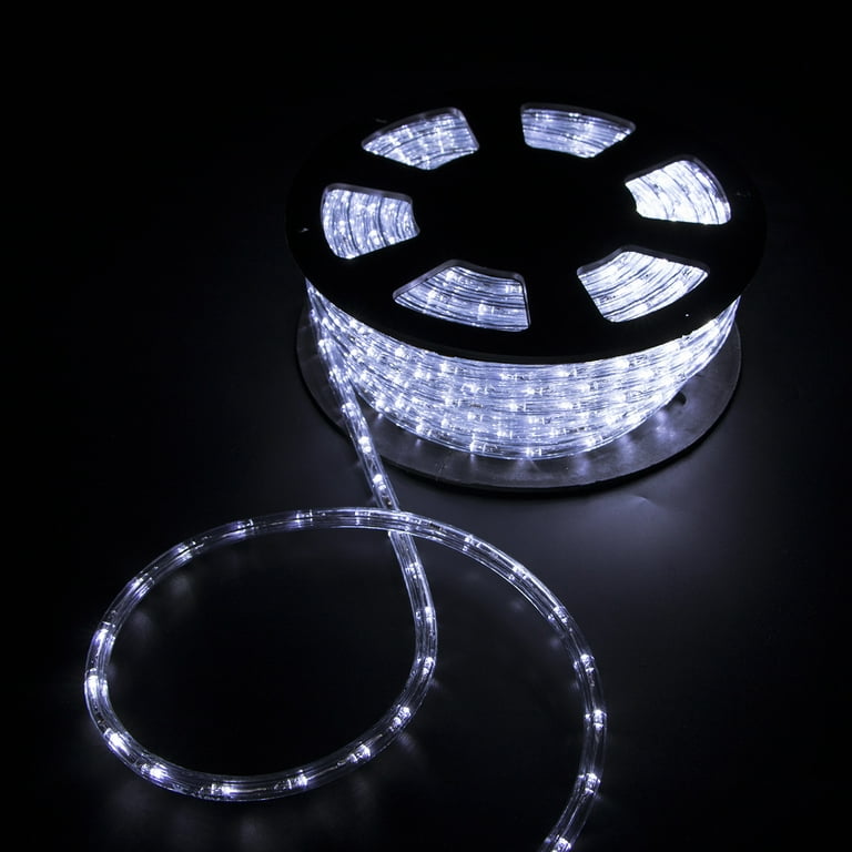 Walcut 150Ft 2 Wire LED Rope Lights, Cool White Lights with Clear PVC Jacket, Connectable and Flexible, for Indoor Wedding Christmas Party and Waterproof for Outdoor Decoration Walcut 150Ft 2 Wire LED Rope Lights, Cool White Lights with Clear PVC Jacket, Connectable and Flexible, for Indoor Wedding Christmas Party and Waterproof for Outdoor Decoration