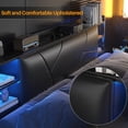 thumbnail image 5 of Homieasy Queen Size Bed Frame with Upholstered Headboard, Platform Bed with Charging Station and RGB LED Lights, Heavy Duty Metal Slats, Noise Free, No Box Spring Needed, Black, 5 of 8