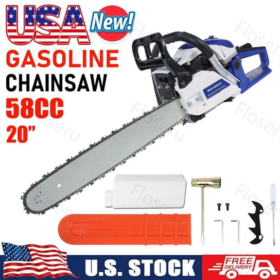 Floseru Gas Chainsaw 20 Inch 58cc Chain Saw Gas Powered 2-Cycle Handed Petrol Gasoline for Cutting Wood Outdoor Garden Farm Use