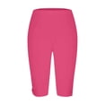 thumbnail image 4 of Eiyaclvo Plus Size Biker Shorts Women Knee Length Elastic Waist Slim Fit Gym Yoga 5 Inseam Shorts Running Athletic Workout Shorts, 4 of 5