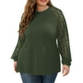 thumbnail image 4 of Womens Long Sleeve Round Neck Shirts Basic Tee Fall Tops Outfits Clothes Plus Size Army Green XXXL, 4 of 7