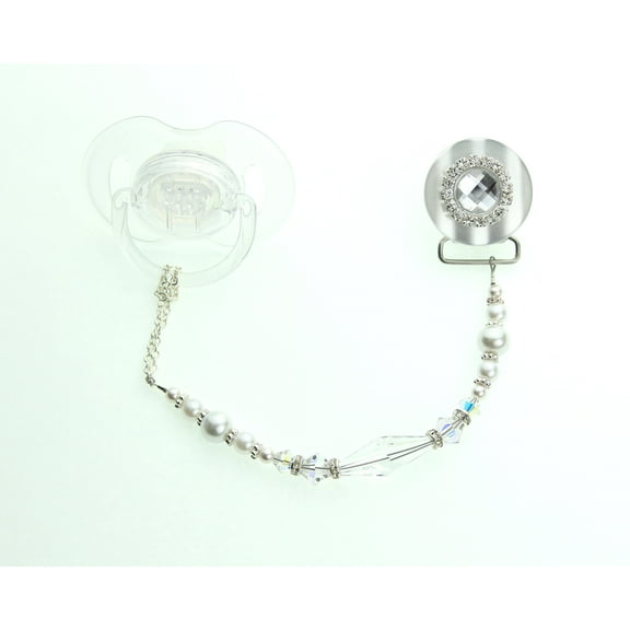 Blingy Swarovski Crystal and Pearl Pacifier Clip