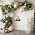 thumbnail image 1 of Kit de 152 globos de color verde oliva con arco de guirnalda, globos de confeti blanco y dorado, globos verdes retro y globos de látex cromados metálicos dorados para bodas., 1 of 7