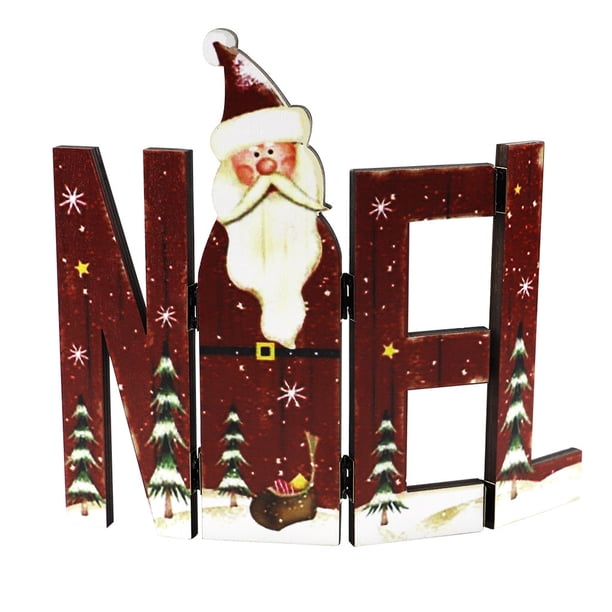 Feliz Navidad Adorno De Papá Noel De Madera Decoraciones De Mesa De Madera Para La Fiesta De Navidad De Invierno Decoración De Estante Superior De Mesa seitruly HA040062-01