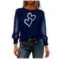 thumbnail image 7 of Dgankt Long Sleeve Shirts for Women Valentines Day's Shirt Round Neck Sheer Mesh Print Womens Tops,Sizes S-2XL, 7 of 7