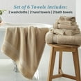 thumbnail image 5 of WelHome 100% HYGROCOTTON® 6-Piece Solid Soft Towel Set, Castle Wall, 600 GSM, 2 Large Bath Towels 30" x 56", 2 Hand Towels, 2 Washcloths, Absorbent & Plush Bathroom Towels, 5 of 11